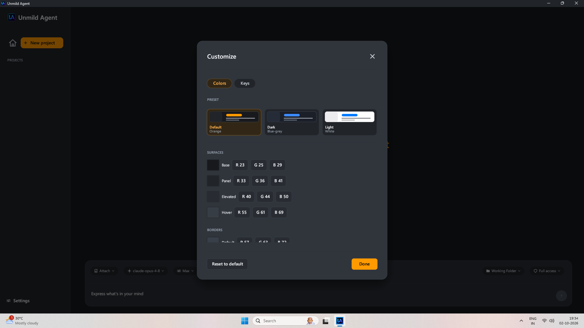 Theme customization with color tokens